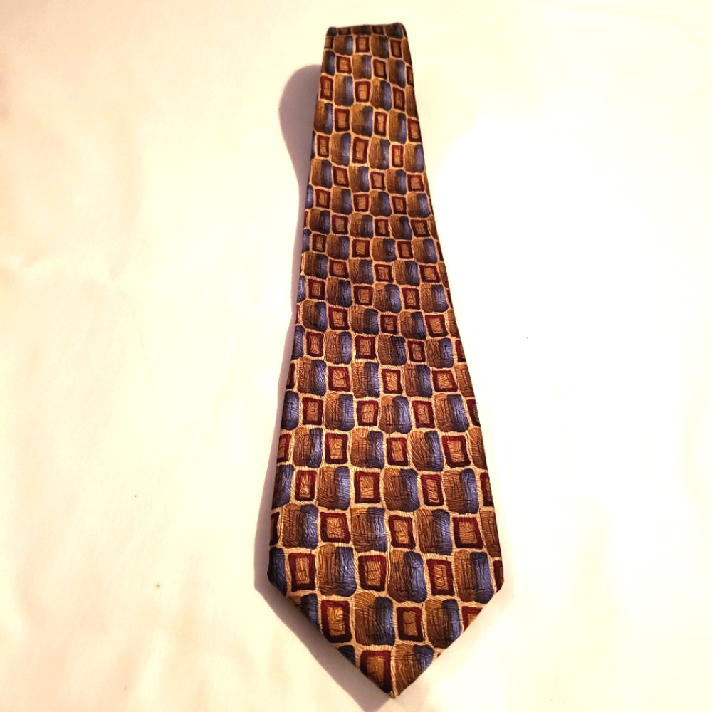 J.Garcia 100% Silk Tie Brown, Blue, Tan.